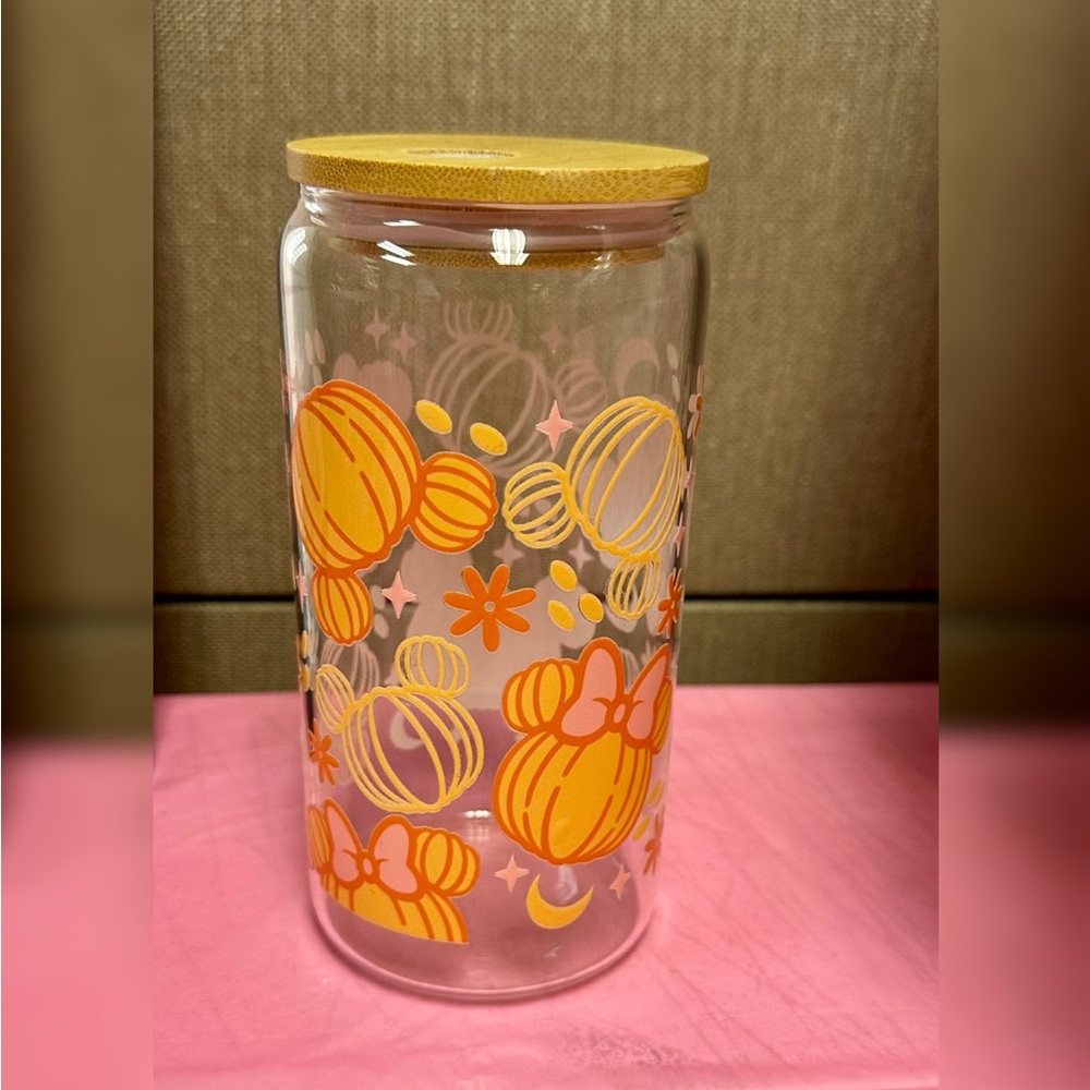 Disney Mickey & Minnie Pumpkin Glass Cup